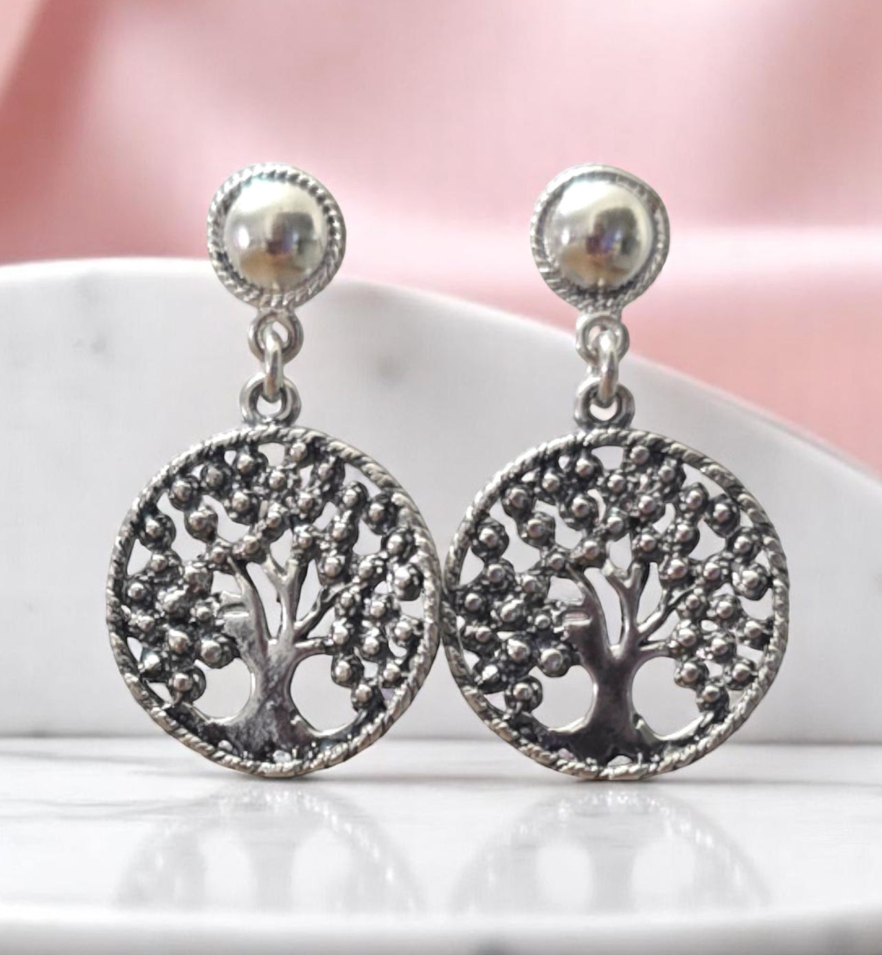 Pearl life tree earrings