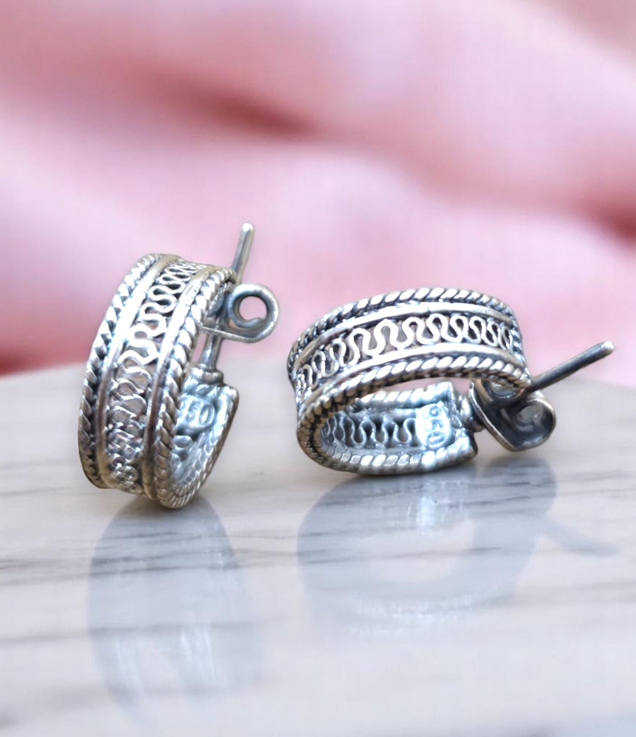 Wave silver earrings