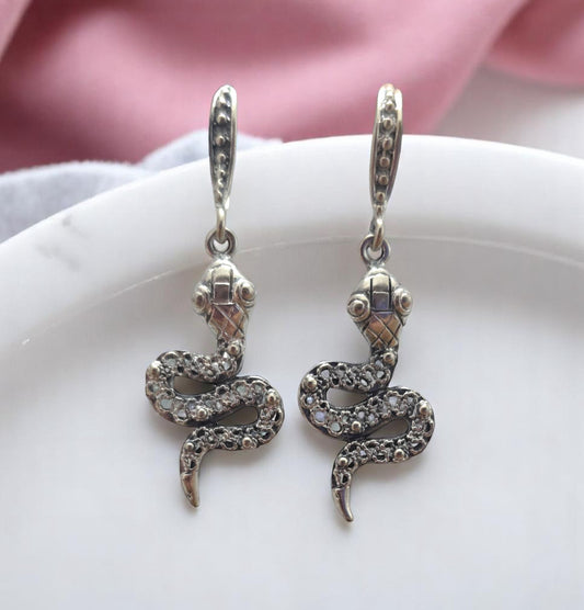 Snake silver earrings
