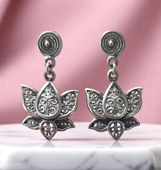 Lotus silver earrings