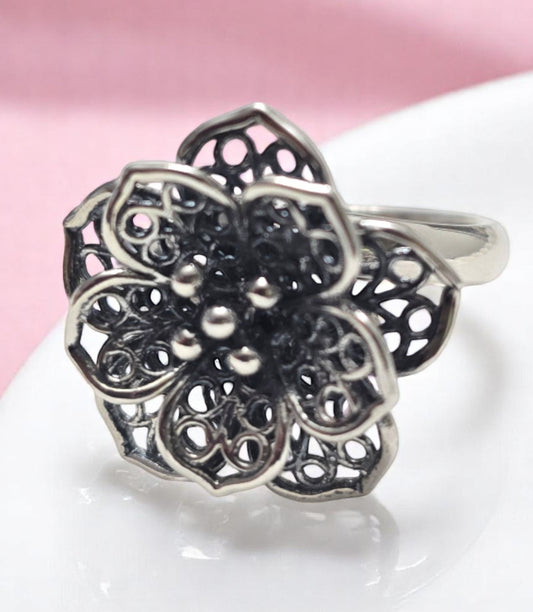 Button silver ring